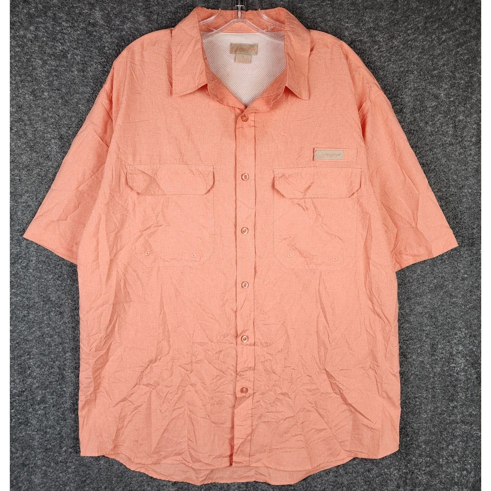 Realtree Fishing Button Down Shirt Mens XL Coral Short Sleeve Vented Mesh Back